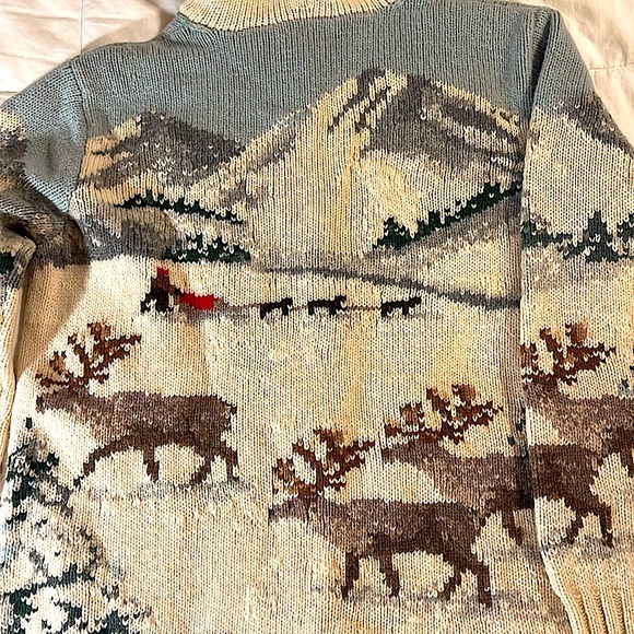 Ralph Lauren Vintage Exclusive Hand knit hooded cardigan sweater winter,sled,dog - Picture 7 of 15